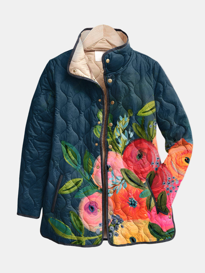 Gewatteerde Jas met Bloemenprint