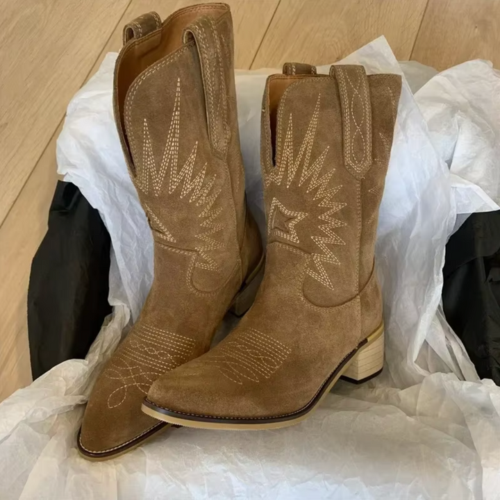 Yna - Retro Geborduurde Boots