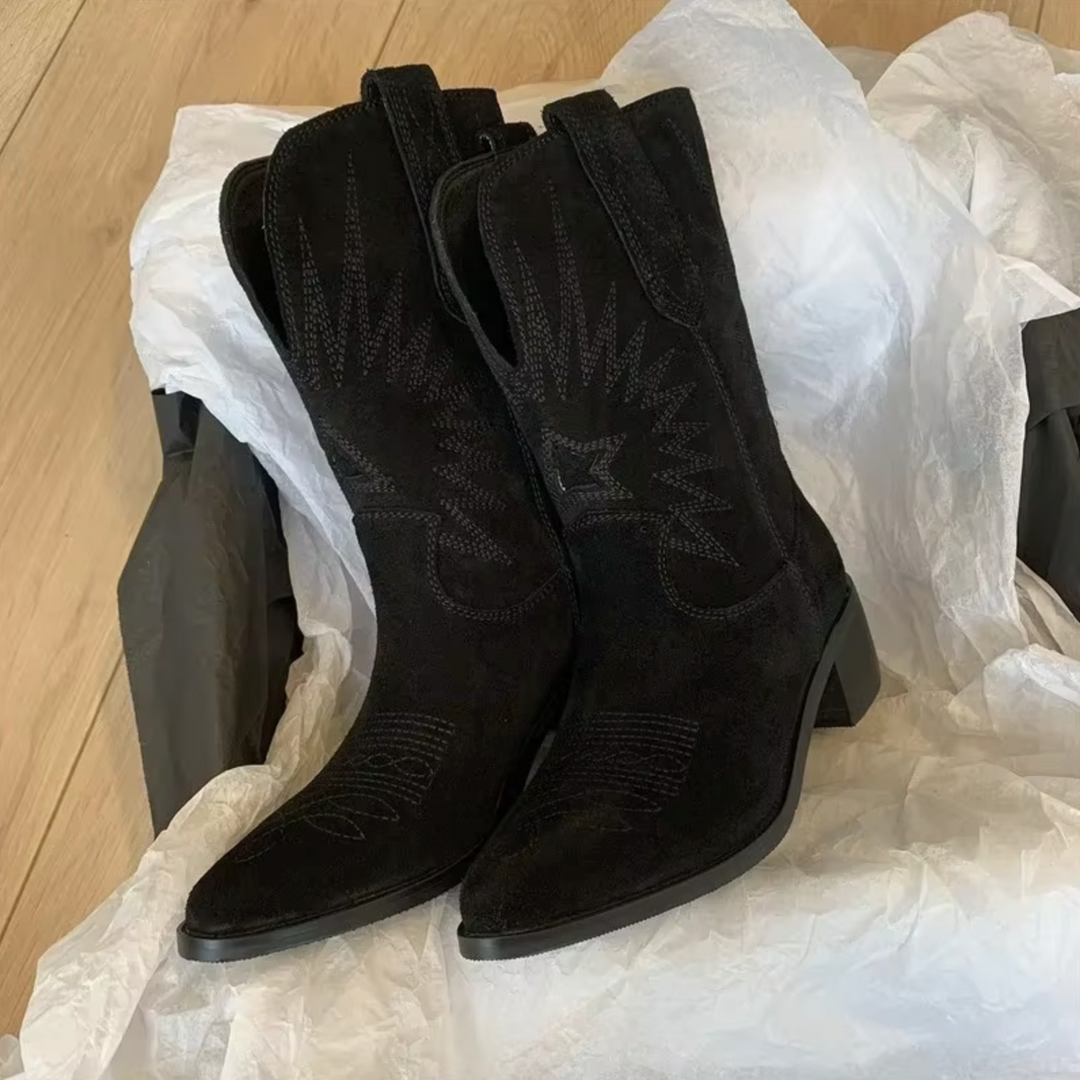 Yna - Retro Geborduurde Boots