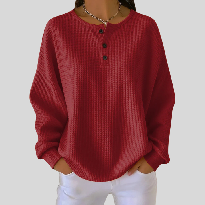 Iona | Relaxed Wafel Henley Sweatshirt