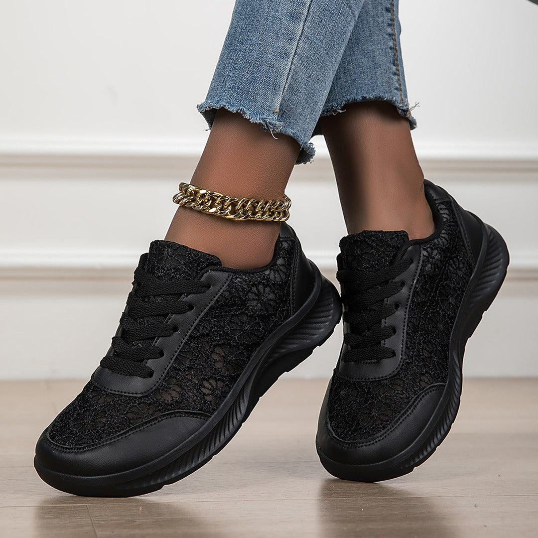 Perla | Sneakers met Bloemenpatroon op Veters
