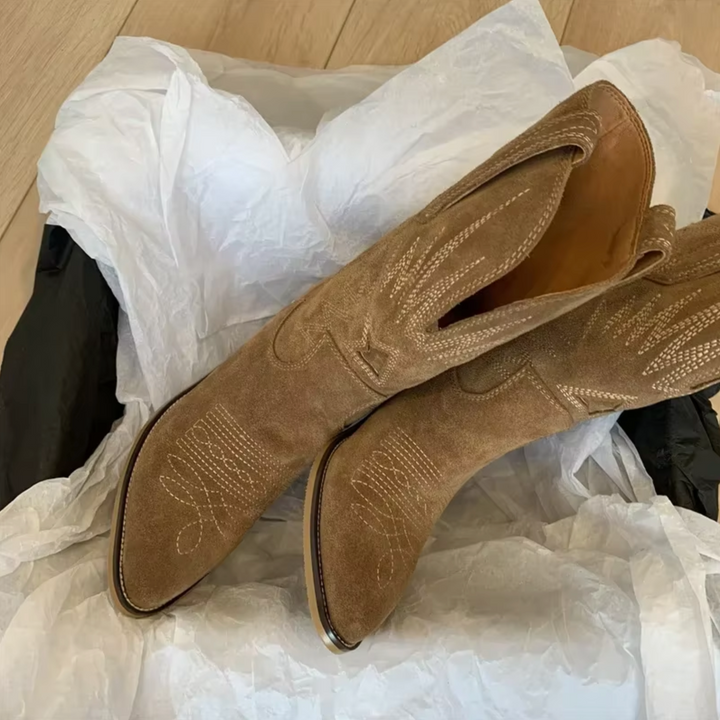 Yna - Retro Geborduurde Boots