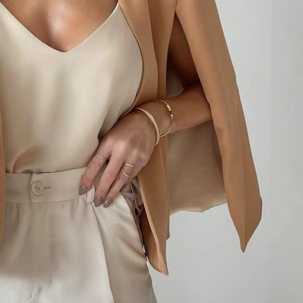 Sanne - Elegante Kraagloze Jas met Sjaal Set