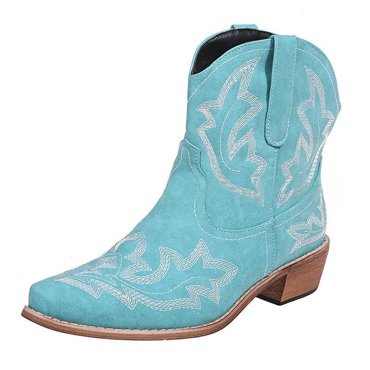 Laurice - Elegante Geborduurde Leren Cowboylaarzen