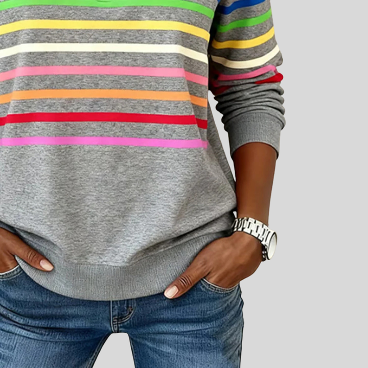 Bryony | Kleurrijk Gestreept Quarter-Zip Sweatshirt