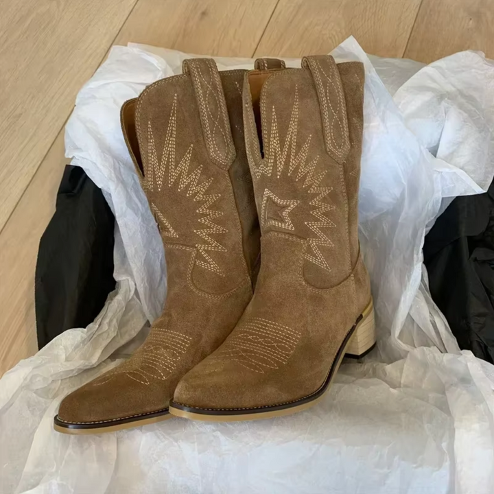 Yna - Retro Geborduurde Boots