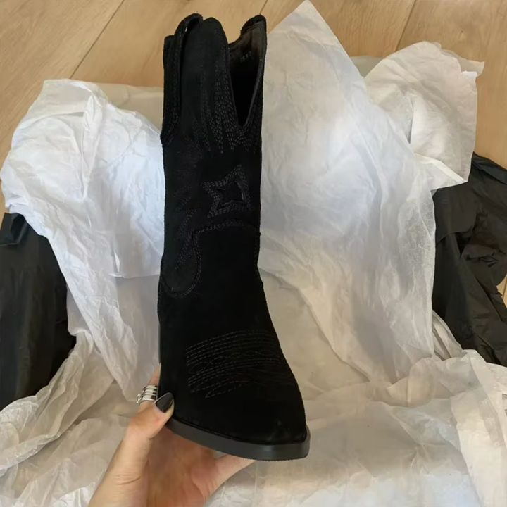 Yna - Retro Geborduurde Boots