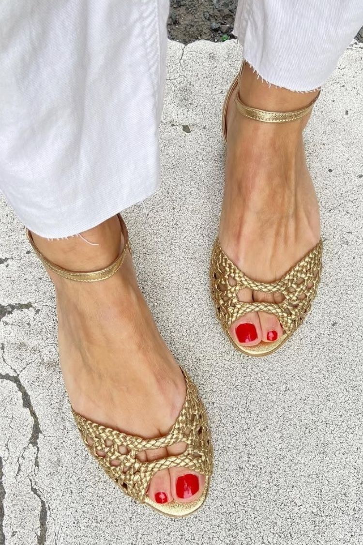 Isadora Gouden Gevlochten Sandalen