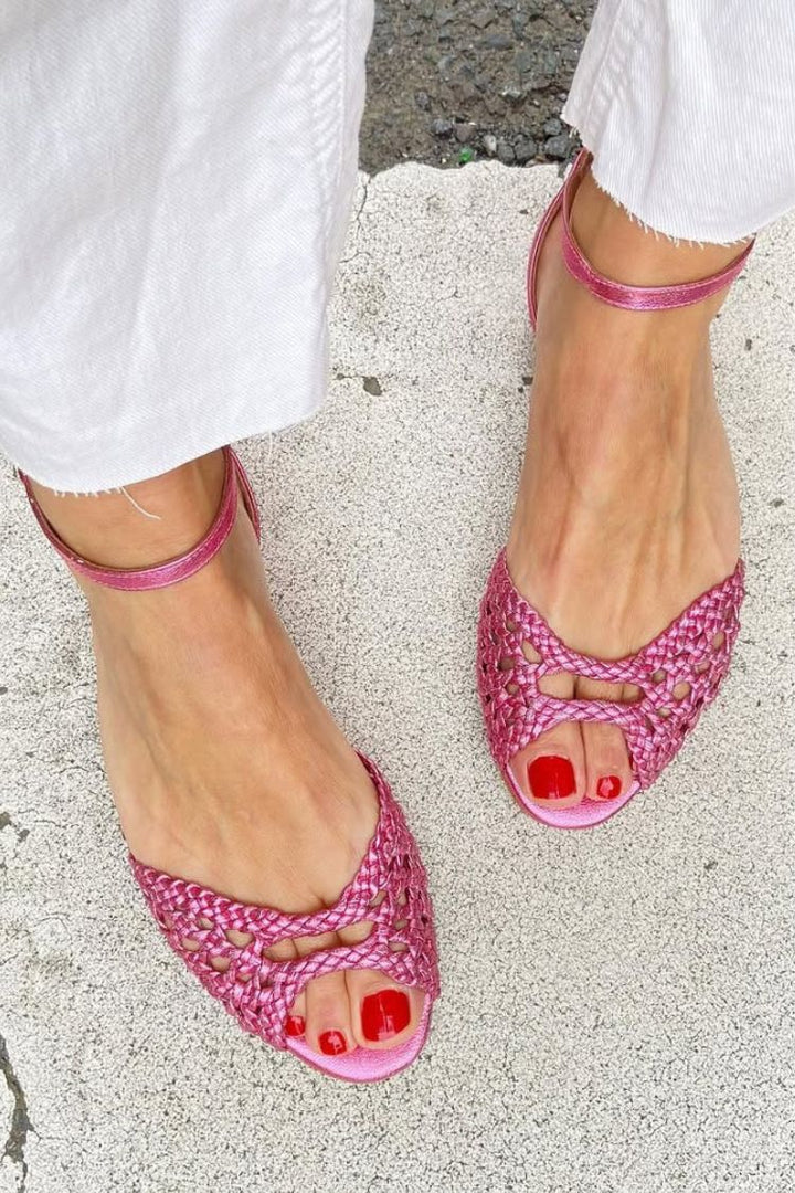 Isadora Gouden Gevlochten Sandalen