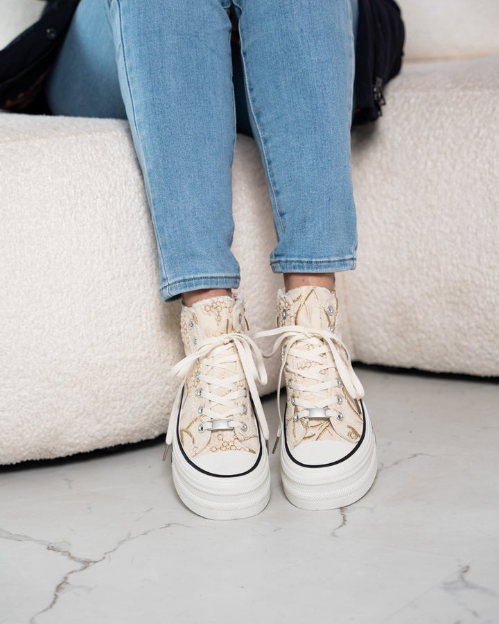 Beige Jungle-Inspired Sneakers