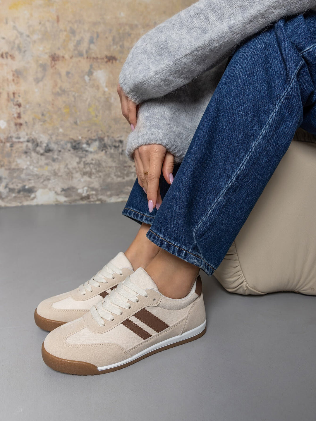 Beige Platform Sneakers