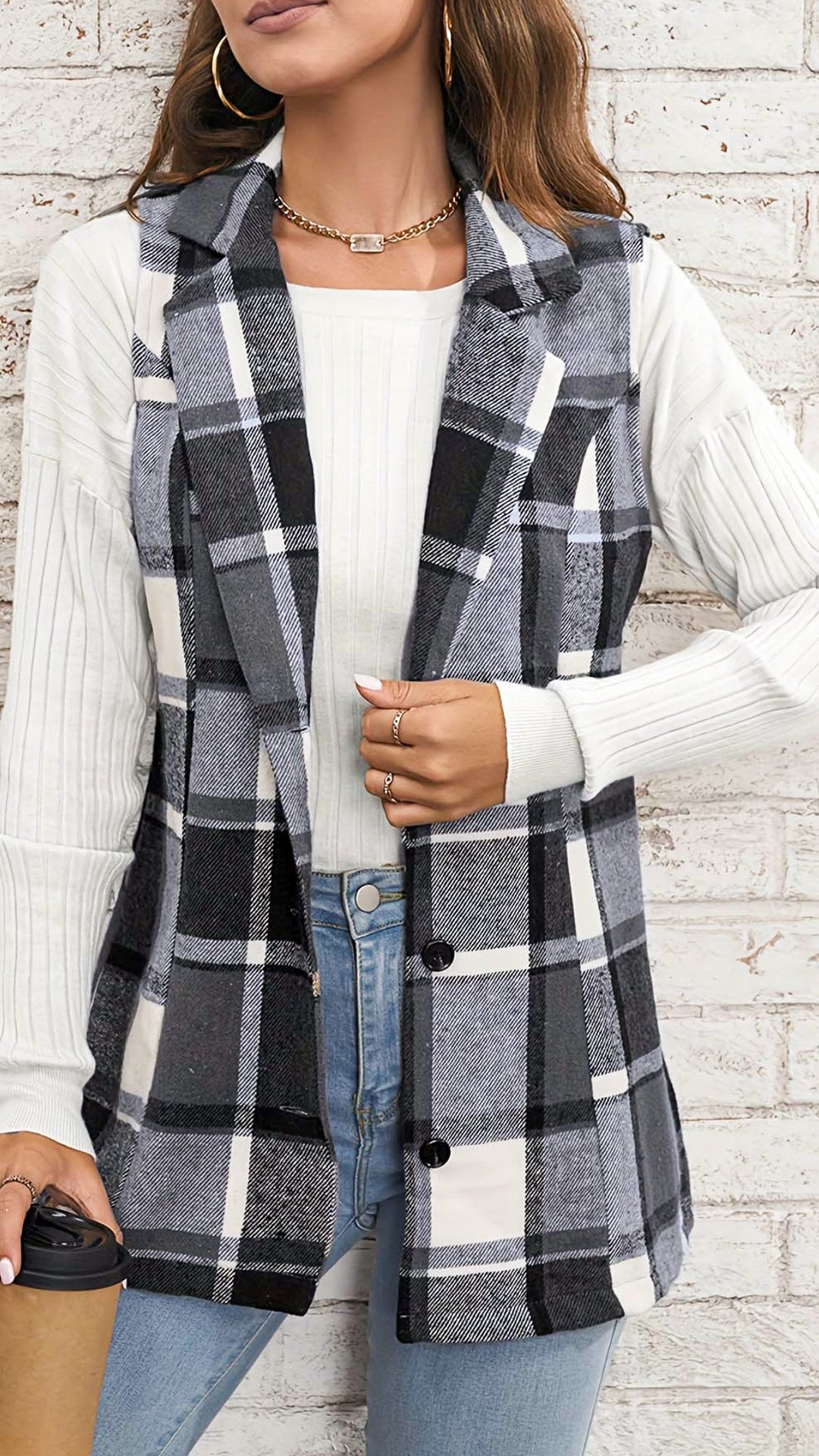 Olivia Geruit Mouwloos Vest