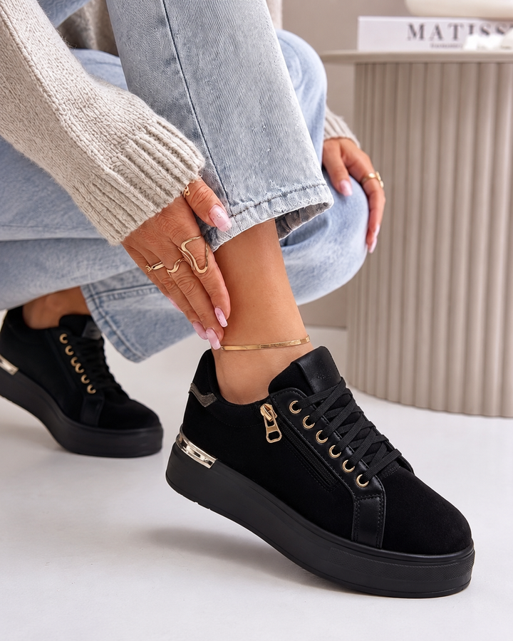 Basis | Zwarte Ritssneakers