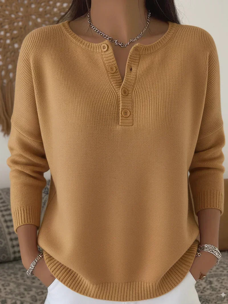 Helena | Trui en Tricot met Henley Sluiting