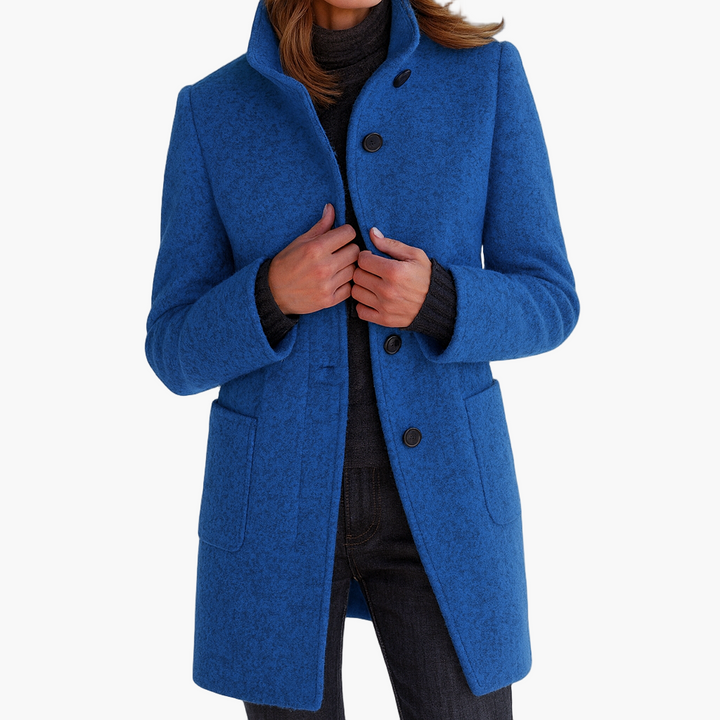 Vrouwen Winterjas van Wol - Elegante Snit met Klassieke Knopen
