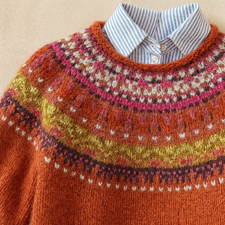 Mieke | Rood Gebreide Trui met Patroon
