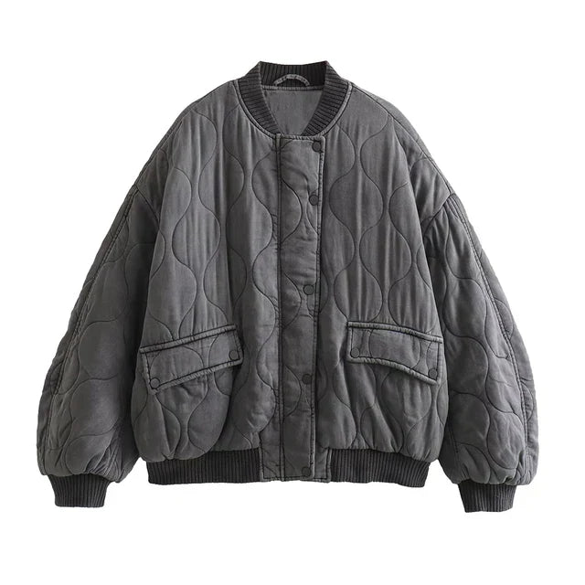 Isylvia - Grijze Casual Bomberjack