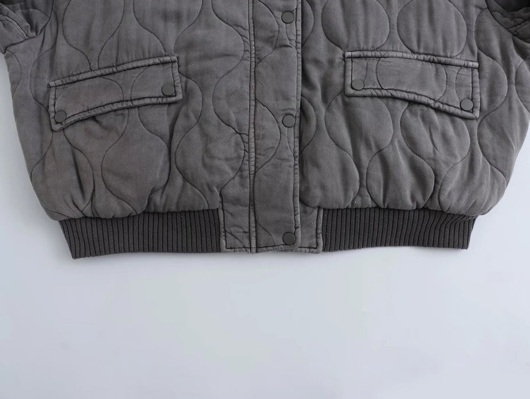 Isylvia - Grijze Casual Bomberjack