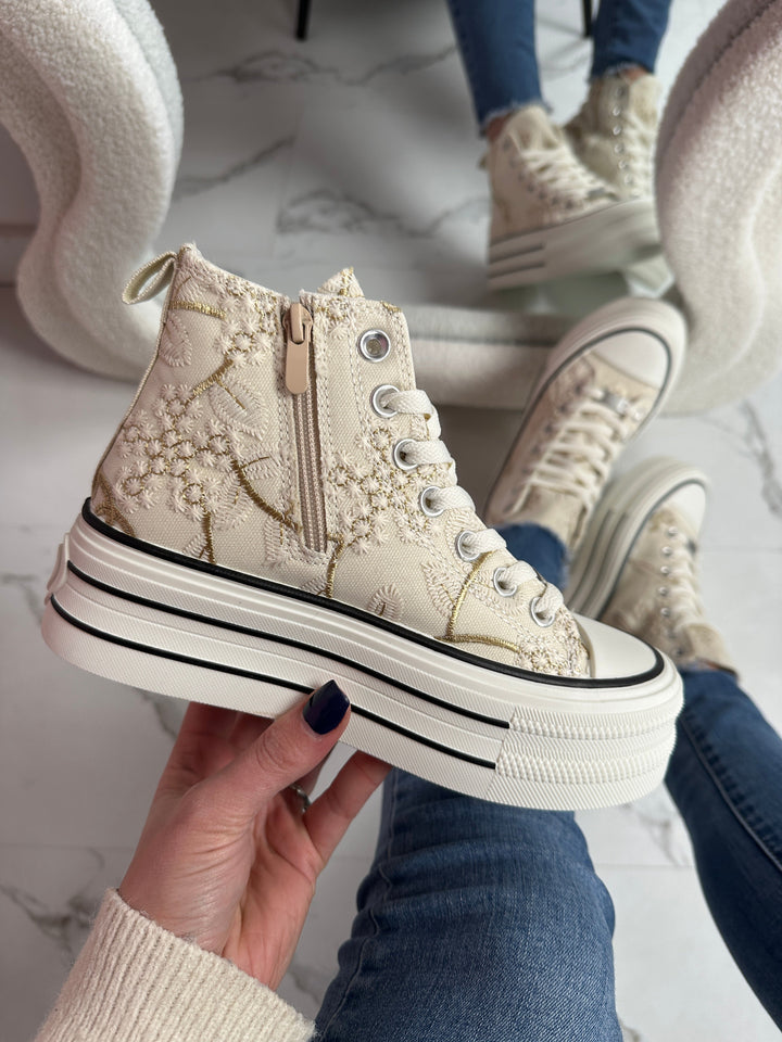 Beige Jungle-Inspired Sneakers