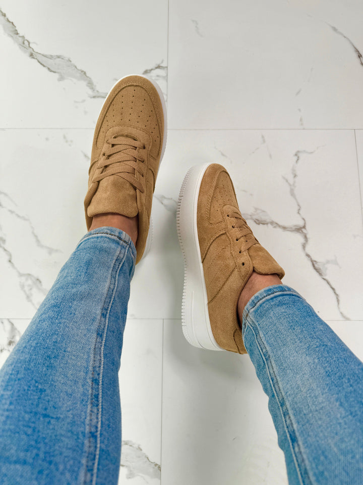 Kaki Suède Platform Sneakers