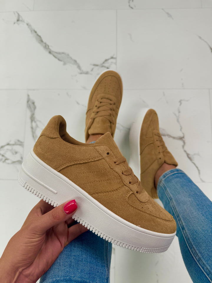 Kaki Suède Platform Sneakers