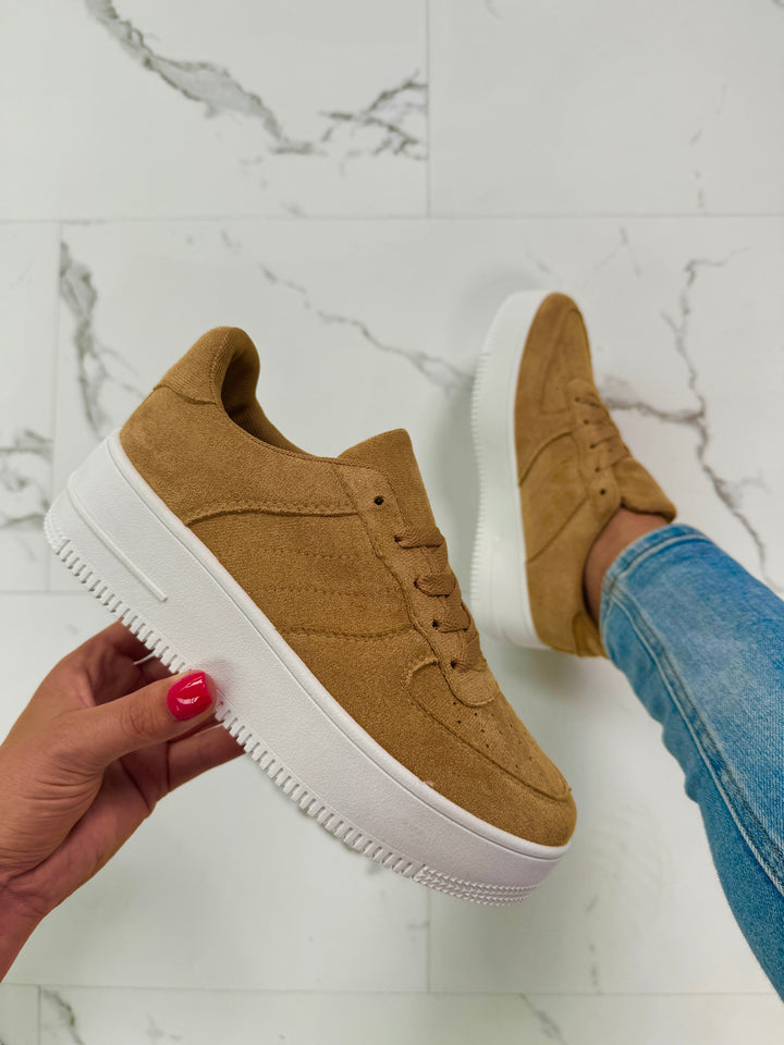 Kaki Suède Platform Sneakers