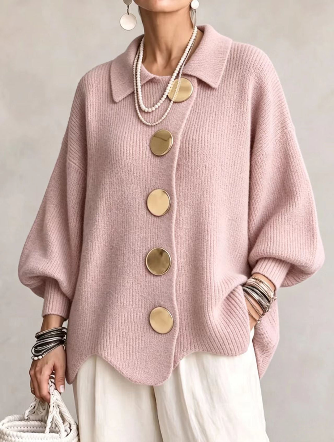 Victoire | Cardigan met Gouden Knopen
