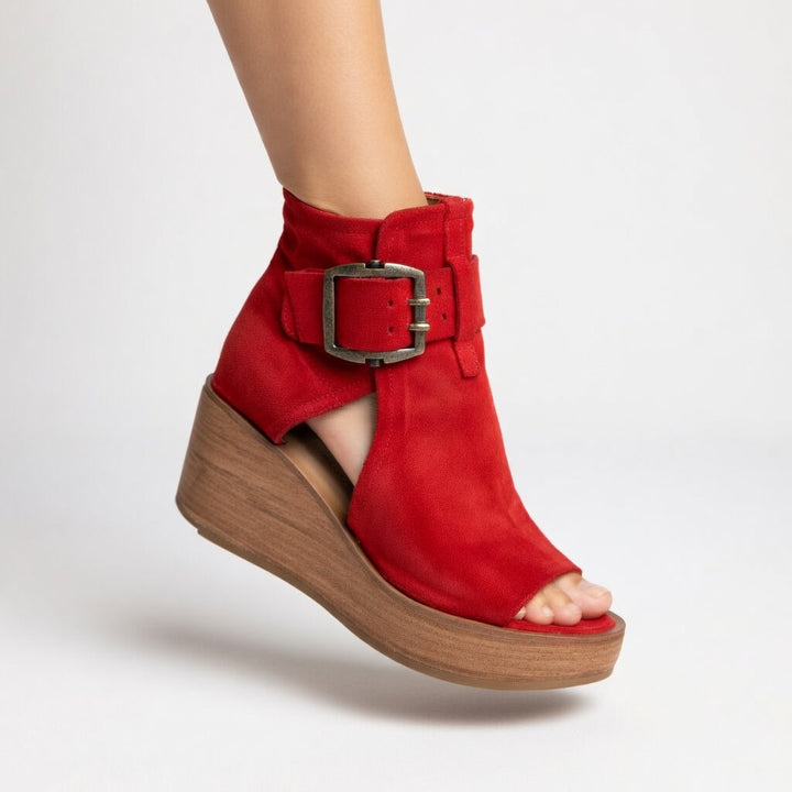 Otýlie | Trendy Platform Enkellaarsjes met Open Teen