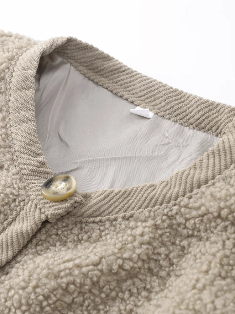 Ilja | Dames Teddy Strikjack met Zachte Textuur – Luxe Comfort voor Winterwarmte