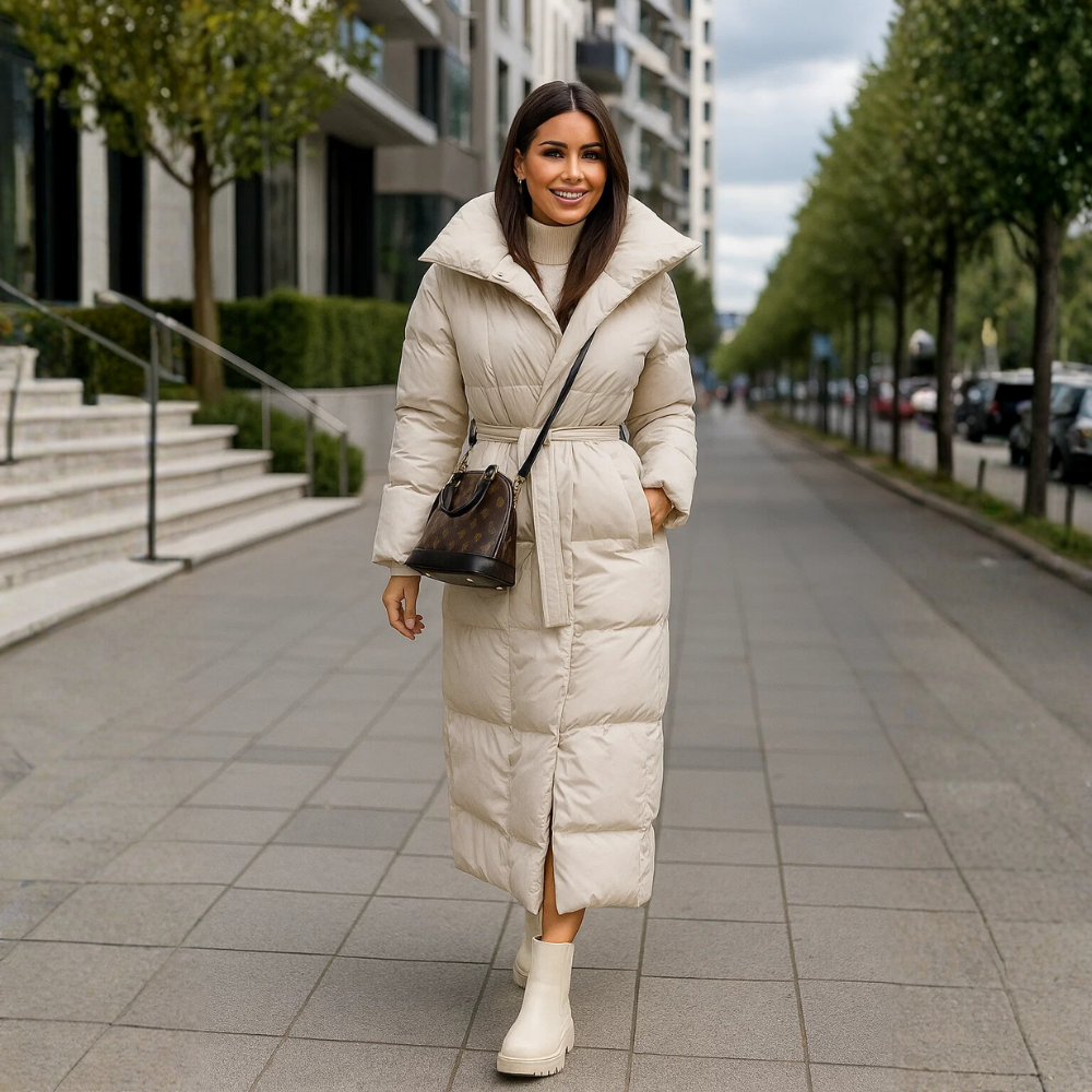 Elegante Lange Winterjas voor Dames – Warm Gevoerd in Zwart, Perfect voor Koude Seizoenen en Casual Looks