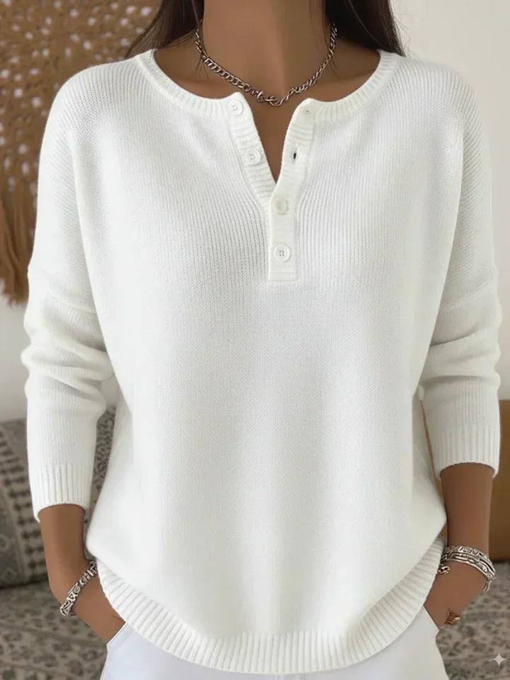 Helena | Trui en Tricot met Henley Sluiting