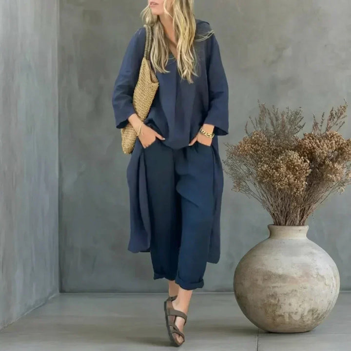 Lucía | Comfortabele Lange Vest en Brede Broek Twee-Delige Set