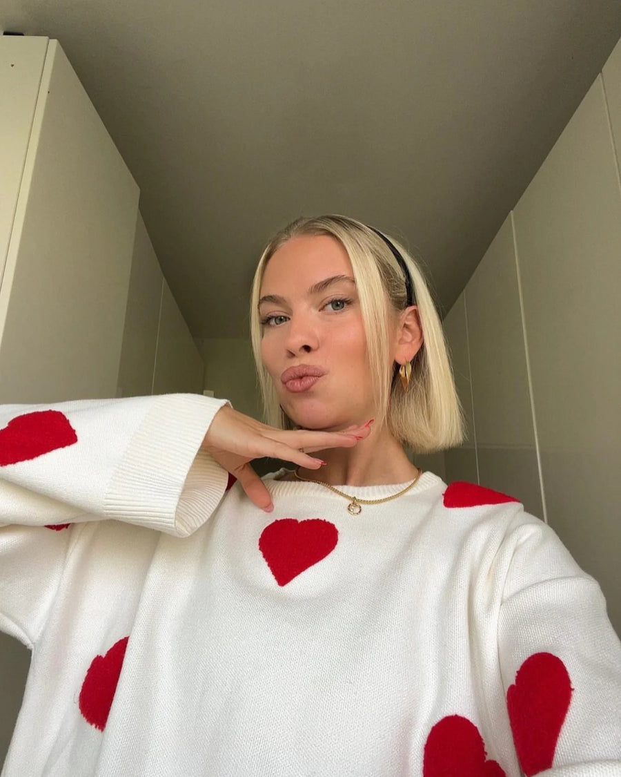 Dolce Comfy Love Sweater | Damestrui van 100% Katoen met Oversized Fit en Verweerde Accenten