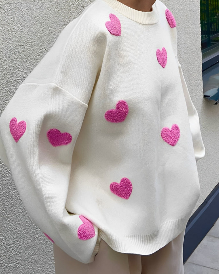 Dolce Comfy Love Sweater | Damestrui van 100% Katoen met Oversized Fit en Verweerde Accenten