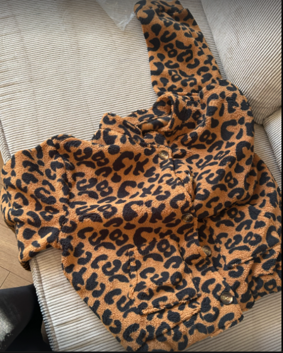 Dames Oversized Luipaardprint Jas – Zwart en Bruin, Casual Stijl