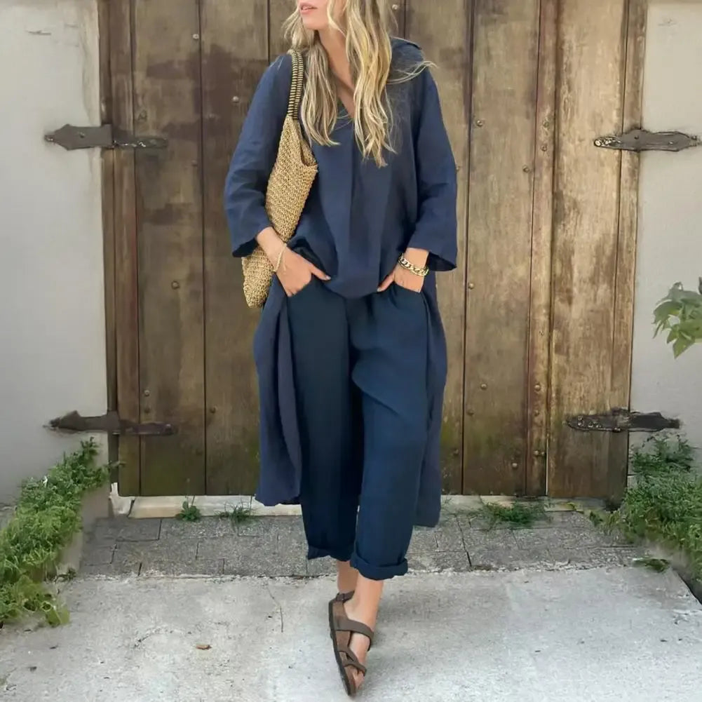 Lucía | Comfortabele Lange Vest en Brede Broek Twee-Delige Set