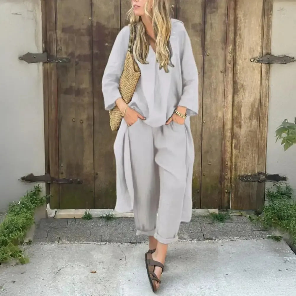 Lucía | Comfortabele Lange Vest en Brede Broek Twee-Delige Set