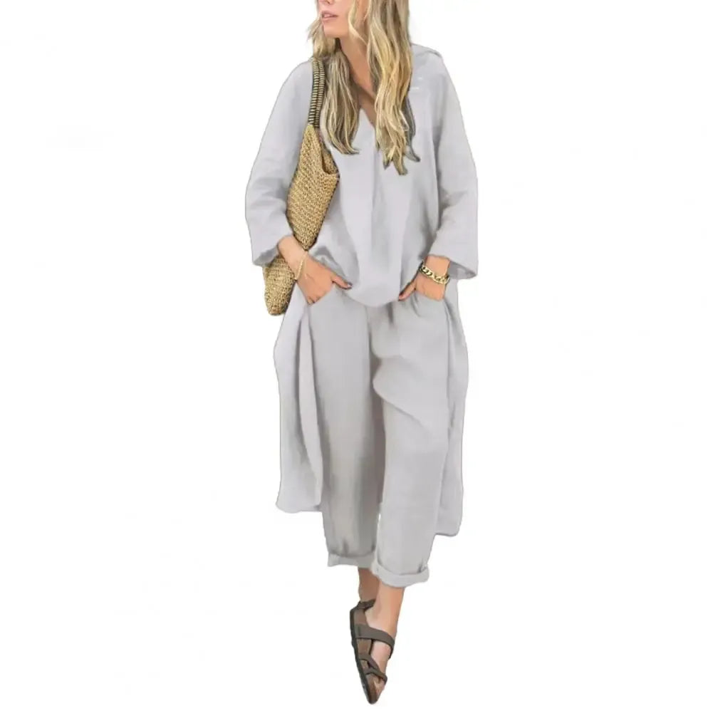 Lucía | Comfortabele Lange Vest en Brede Broek Twee-Delige Set