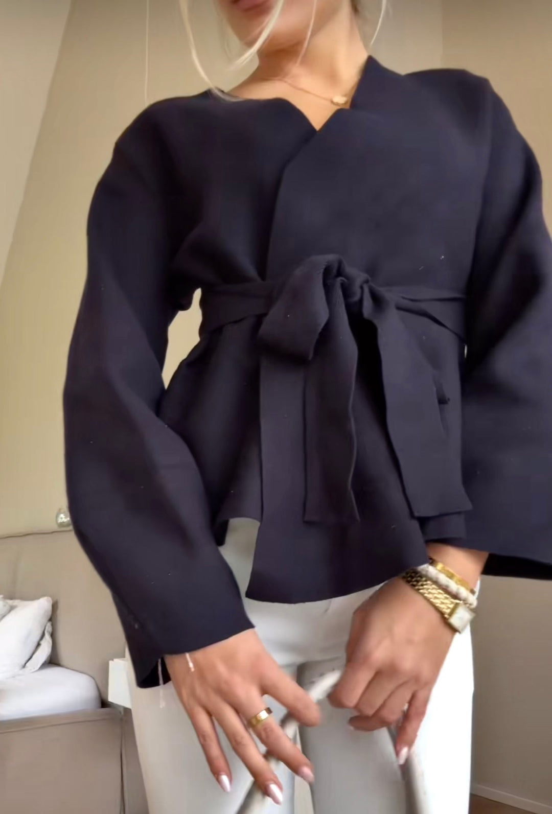 Vrouwen Geknoopt Vest | Stijlvol Vest met Strikdetail in Trendy Seizoenskleuren