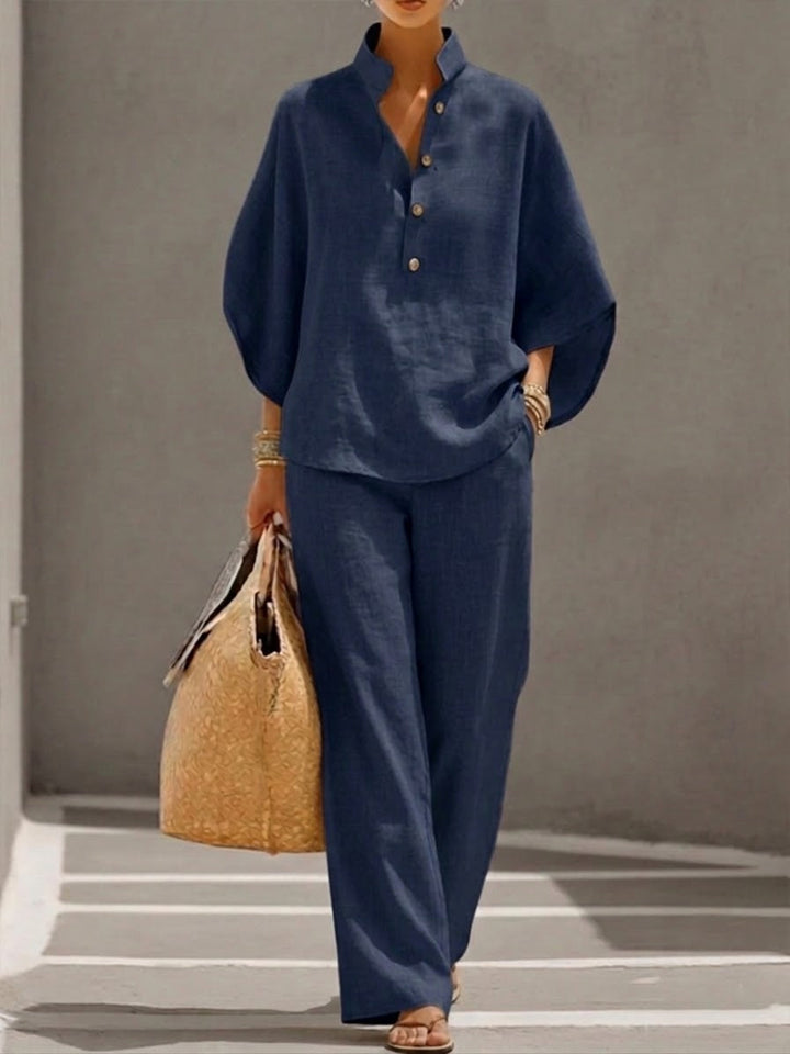 Mariel | Jumpsuit met vleermuismouwen en brede pijpen