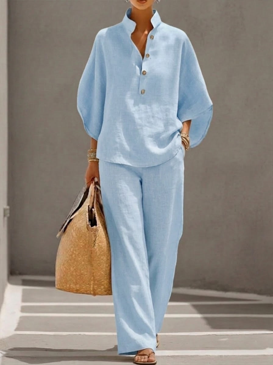 Mariel | Jumpsuit met vleermuismouwen en brede pijpen