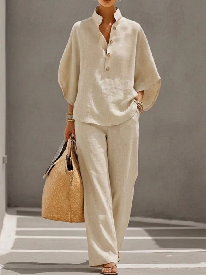Mariel | Jumpsuit met vleermuismouwen en brede pijpen