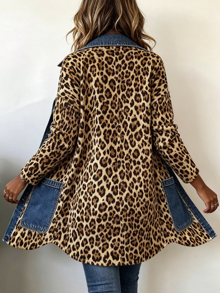 Madeleine | Luipaardprint Denim Jas