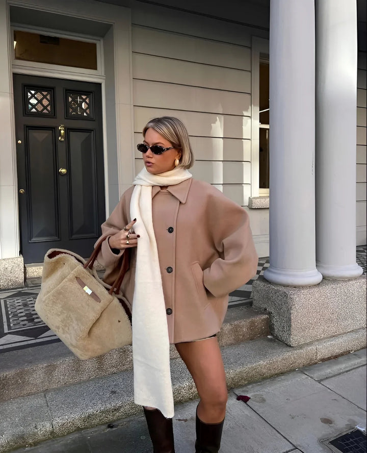 Viene Dames Oversized Winterjas | Zachte Wolmix met Trendy Ontwerp